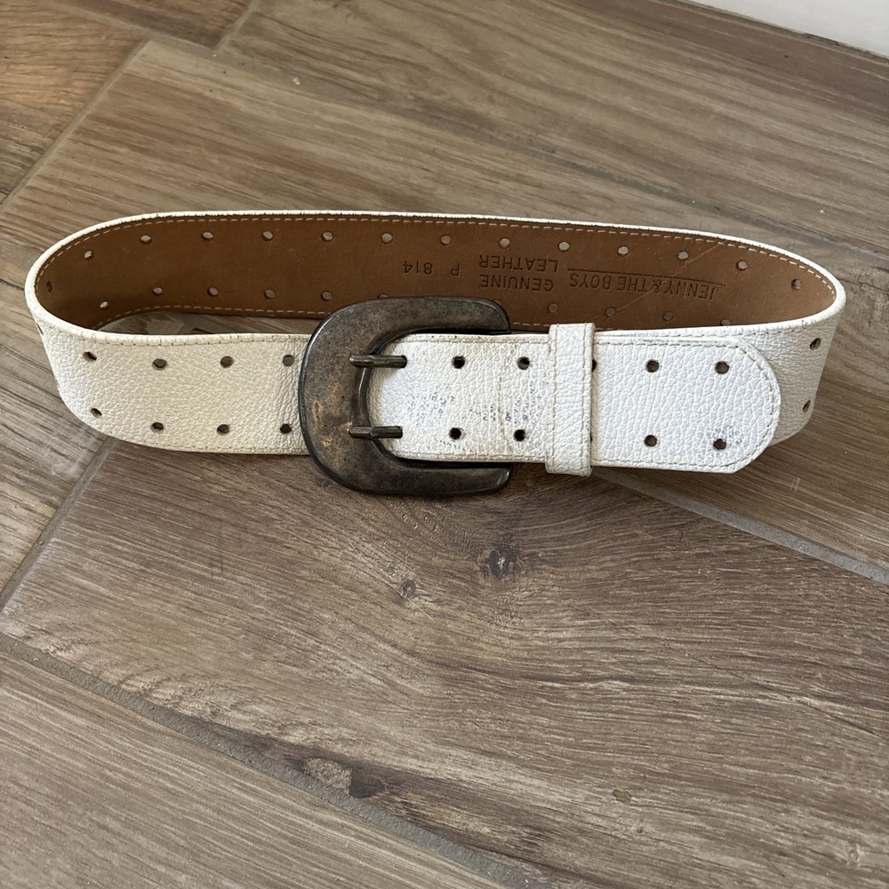 Jenny and the Boys Genuine Leather Woman's‎ White Belt Large P 814 33" x 2"